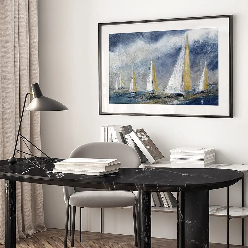 Indigo Swells Framed Art Print Indigo Swells Framed Art Print wall art product Carol Robinson