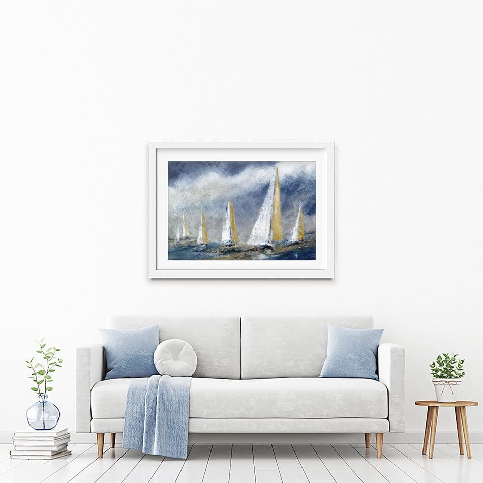 Indigo Swells Framed Art Print wall art product Carol Robinson