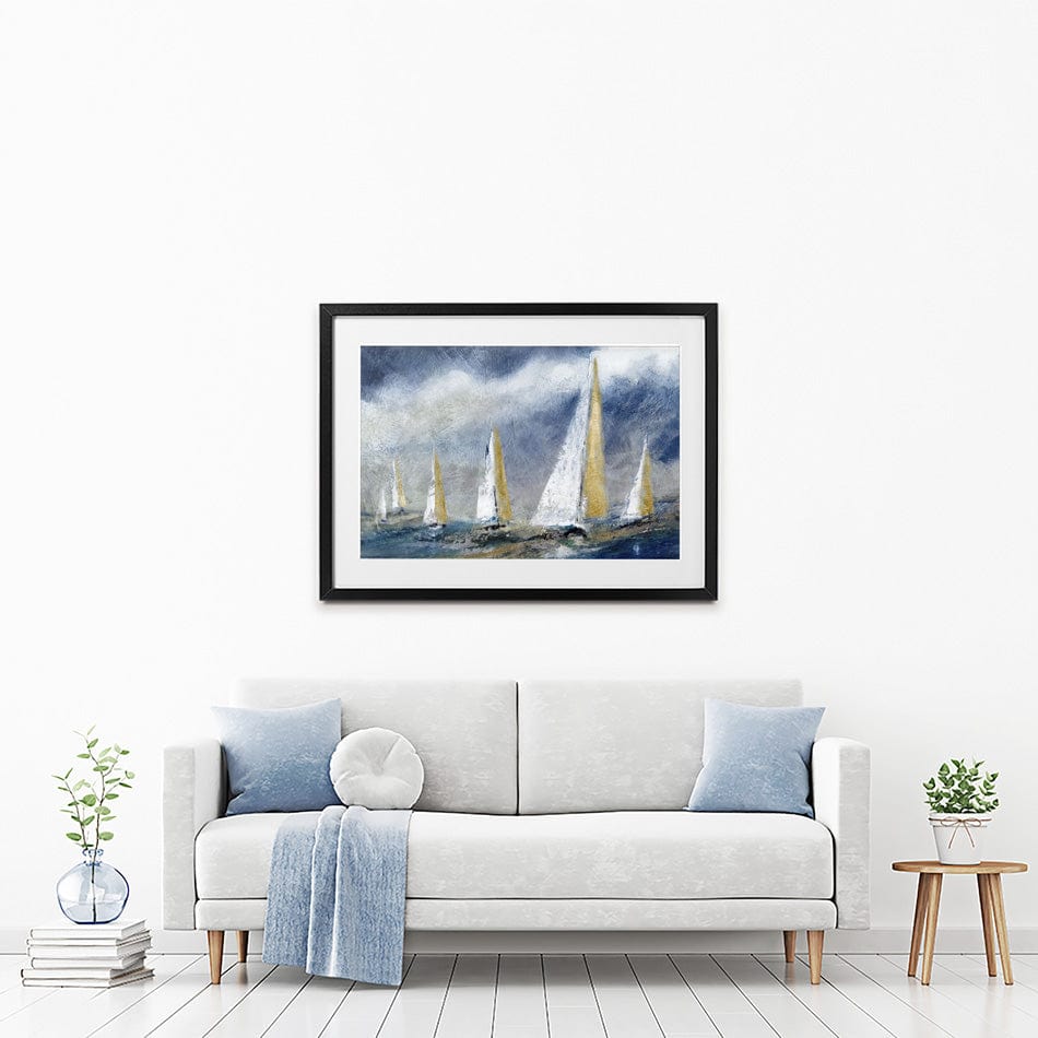 Indigo Swells Framed Art Print wall art product Carol Robinson