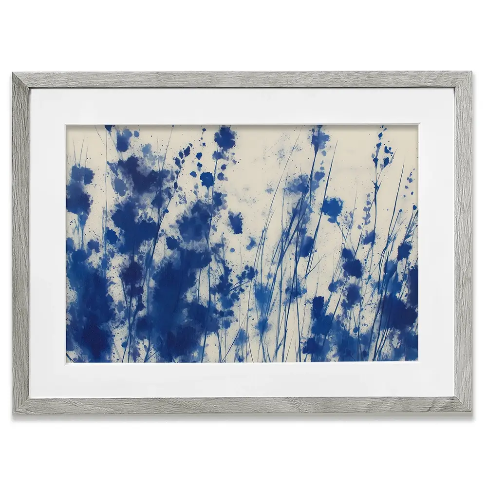 Indigo Wildflower Meadow Framed Art Print Indigo Wildflower Meadow Framed Art Print wall art product Chromatic Storm Studio