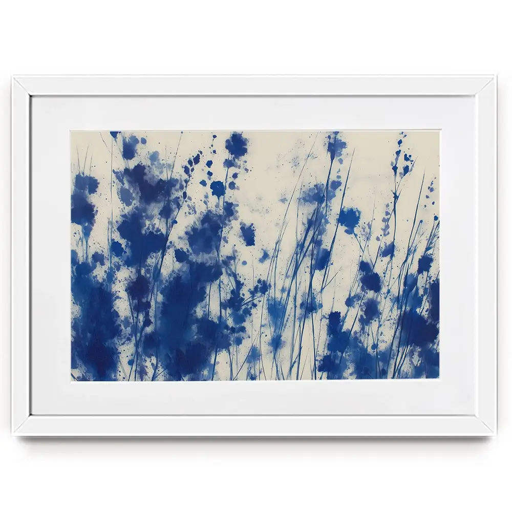 Indigo Wildflower Meadow Framed Art Print Indigo Wildflower Meadow Framed Art Print wall art product Chromatic Storm Studio