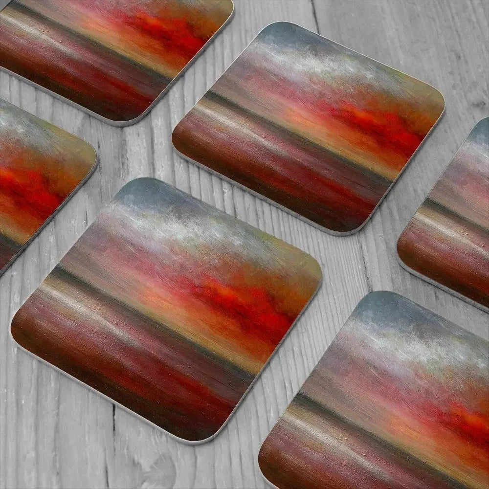Intense Red Clouds Coaster Set Rainbow Soul Tree Coaster Set | Rainbow Soul Tree Art Coasters wall art product Craig Askew
