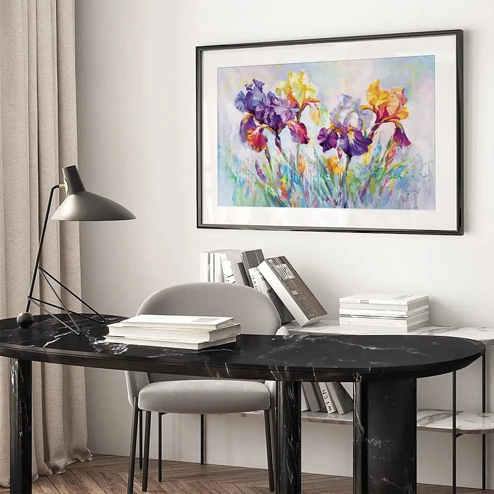 Irises In Bloom Framed Art Print Irises In Bloom Framed Art Print wall art product Leon Devenice