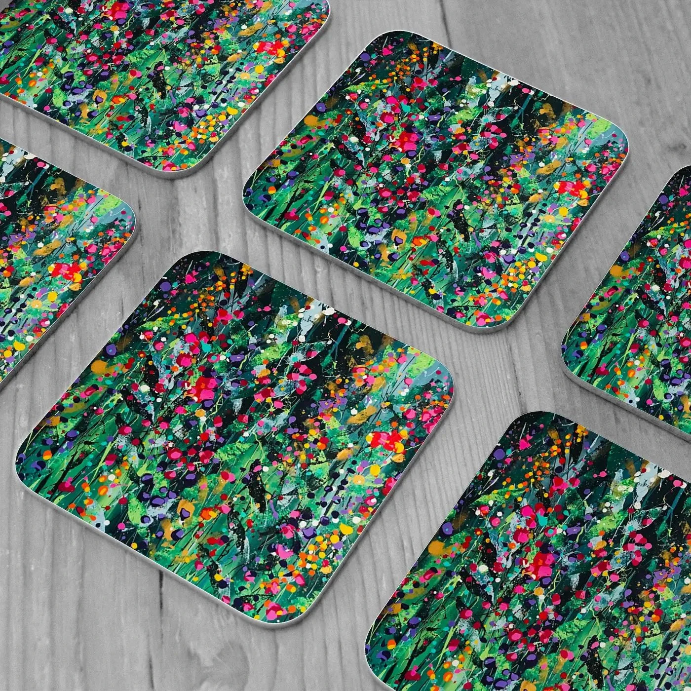 Jade Coaster Set Rainbow Soul Tree Coaster Set | Rainbow Soul Tree Art Coasters wall art product Scarlet Sky Studio