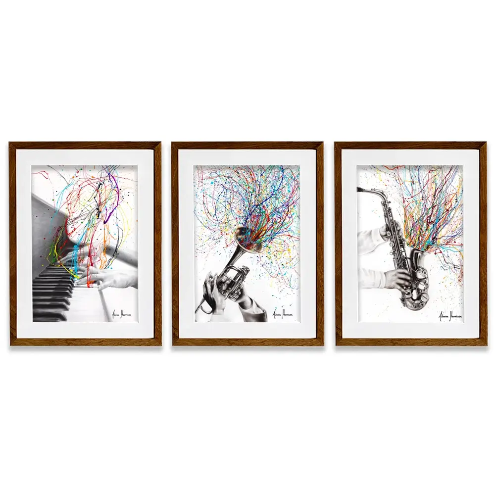 Jazz Band Framed Art Print Trio Jazz Band Framed Art Print Trio wall art product Ashvin Harrison