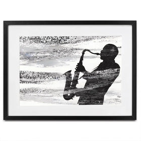 Jazz Silhouette Framed Art Print Jazz Silhouette Framed Art Print wall art product Chromatic Storm Studio