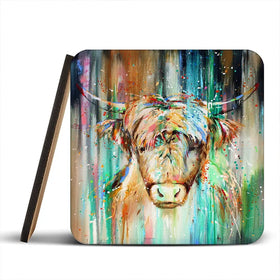 Jazzy Highland Cow Coaster Set Jazzy Highland Cow Coaster Set wall art product Studio Paint-Ing
