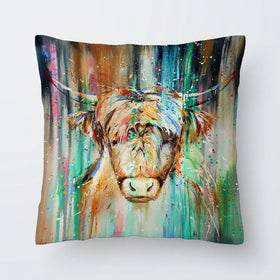 Jazzy Highland Cow Cushion Jazzy Highland Cow Cushion wall art product Studio Paint-Ing