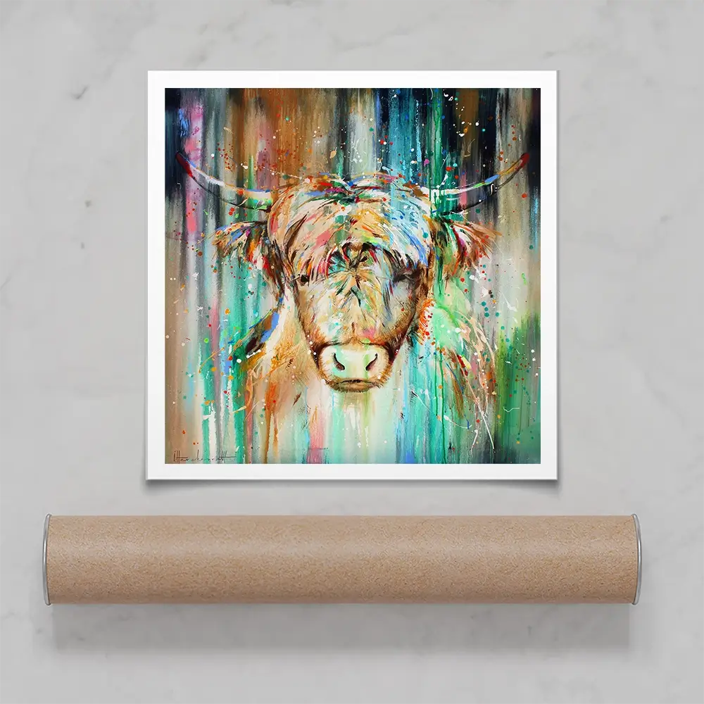 Jazzy Highland Cow Square Art Print Jazzy Highland Cow Square Art Print wall art product Studio Paint-Ing
