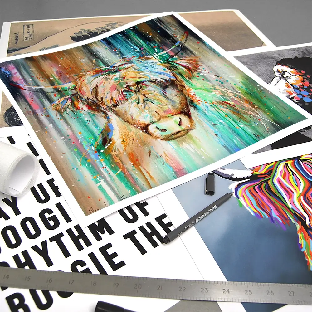 Jazzy Highland Cow Square Art Print Jazzy Highland Cow Square Art Print wall art product Studio Paint-Ing