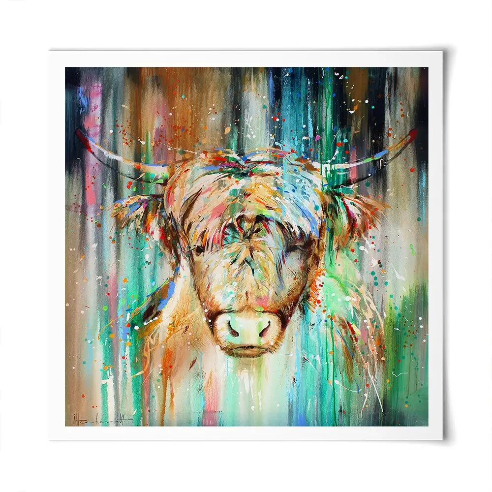 Jazzy Highland Cow Square Art Print Jazzy Highland Cow Square Art Print wall art product Studio Paint-Ing