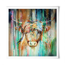 Jazzy Highland Cow Square Art Print Jazzy Highland Cow Square Art Print wall art product Studio Paint-Ing