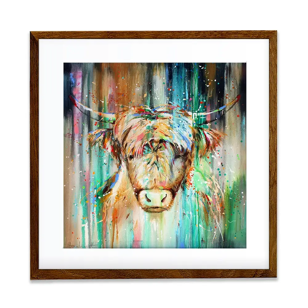 Jazzy Highland Cow Square Framed Art Print Jazzy Highland Cow Square Framed Art Print wall art product Studio Paint-Ing