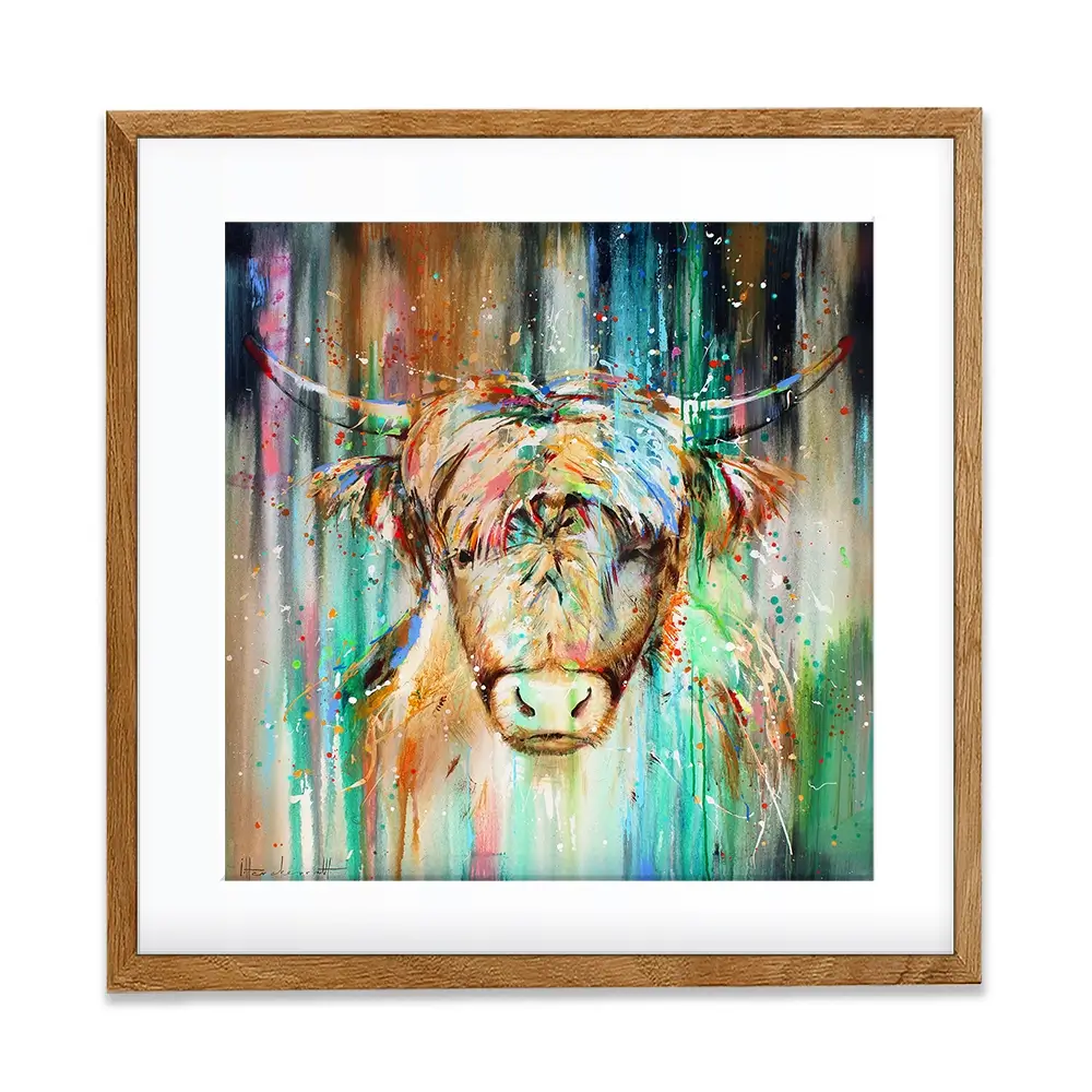 Jazzy Highland Cow Square Framed Art Print Jazzy Highland Cow Square Framed Art Print wall art product Studio Paint-Ing