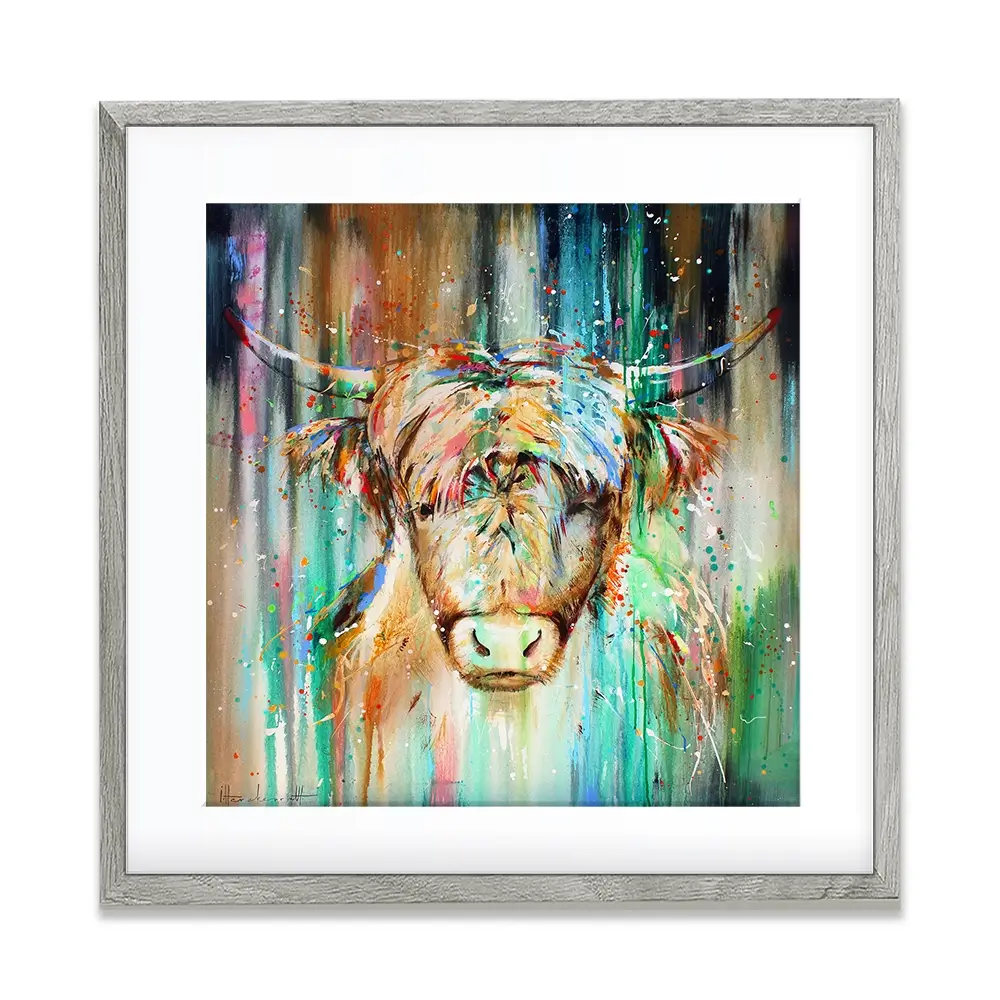 Jazzy Highland Cow Square Framed Art Print Jazzy Highland Cow Square Framed Art Print wall art product Studio Paint-Ing