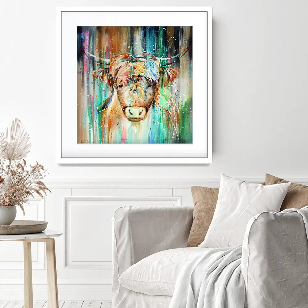 Jazzy Highland Cow Square Framed Art Print Jazzy Highland Cow Square Framed Art Print wall art product Studio Paint-Ing