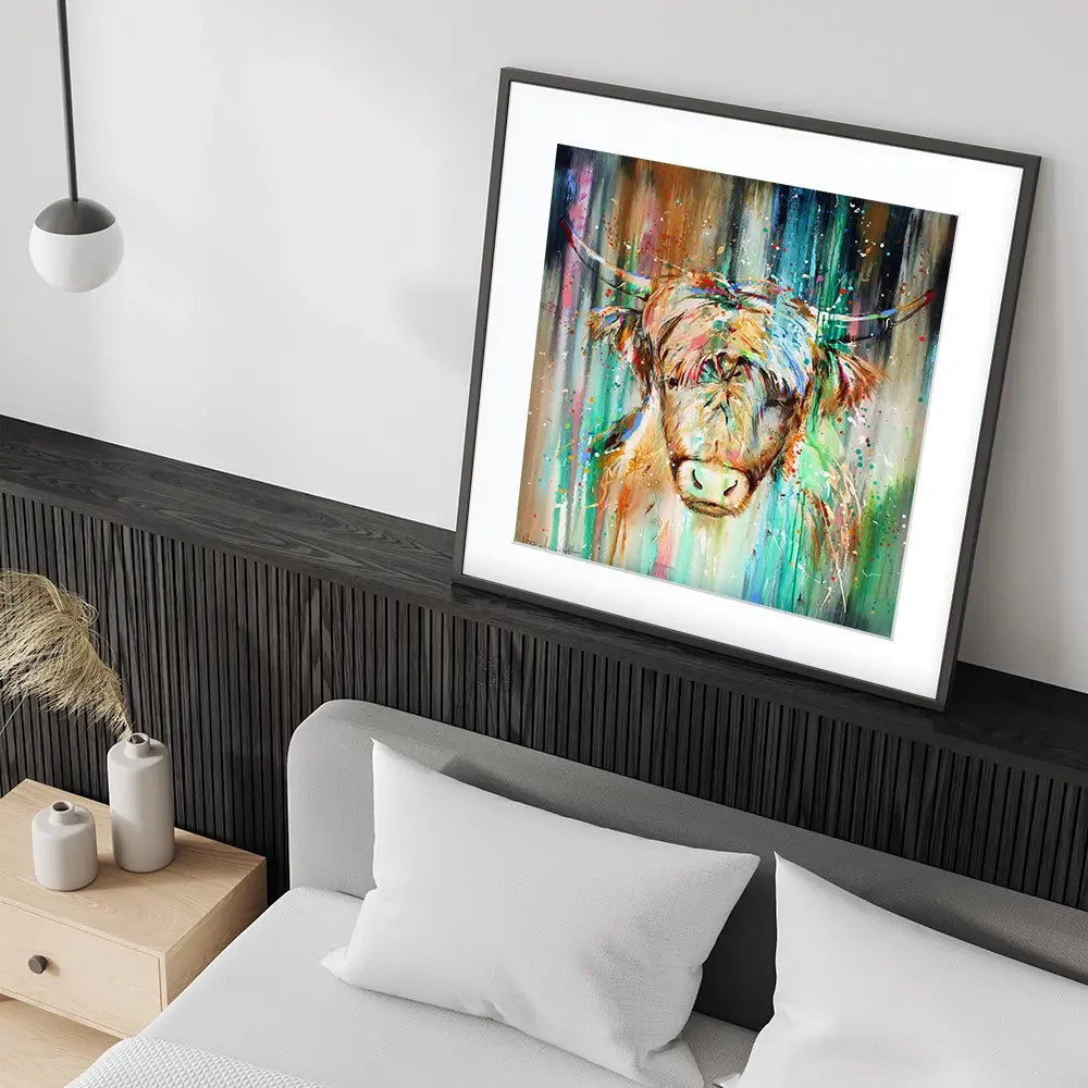 Jazzy Highland Cow Square Framed Art Print Jazzy Highland Cow Square Framed Art Print wall art product Studio Paint-Ing