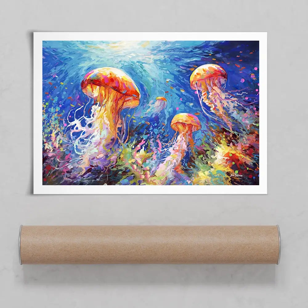 Jellyfish Serenade Art Print Jellyfish Serenade Art Print wall art product Leon Devenice