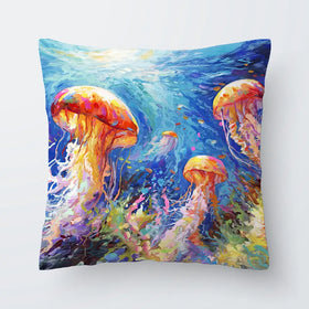 Jellyfish Serenade Cushion Jellyfish Serenade Cushion wall art product Art Print Shop
