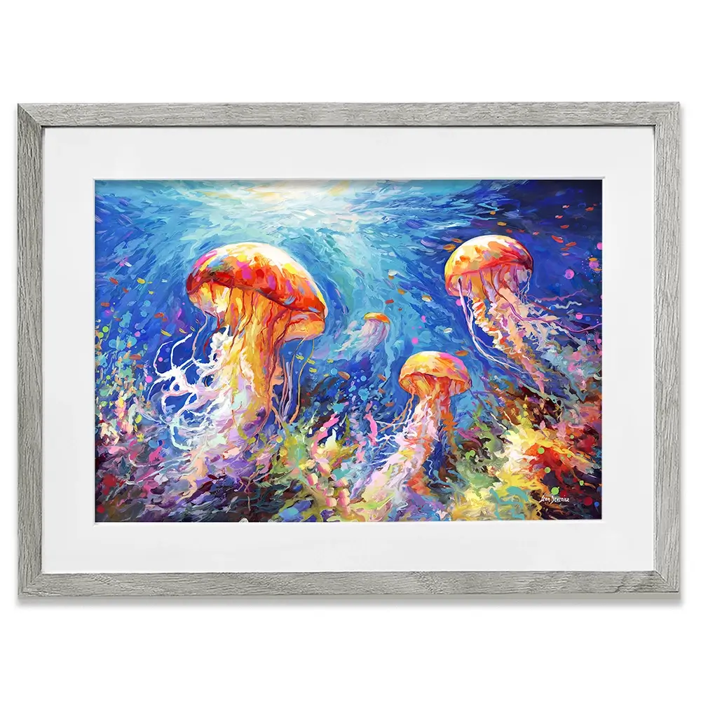 Jellyfish Serenade Framed Art Print Jellyfish Serenade Framed Art Print wall art product Leon Devenice