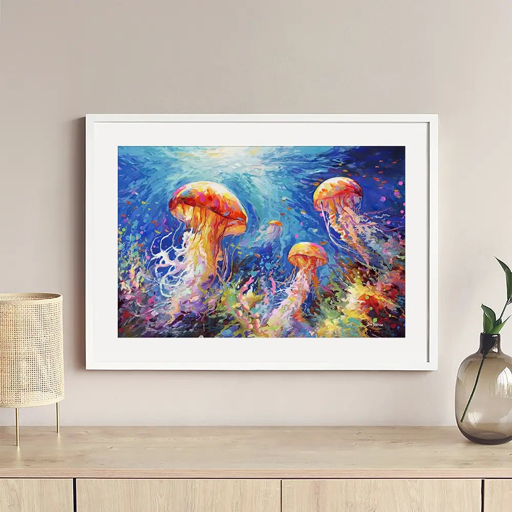 Jellyfish Serenade Framed Art Print Jellyfish Serenade Framed Art Print wall art product Leon Devenice