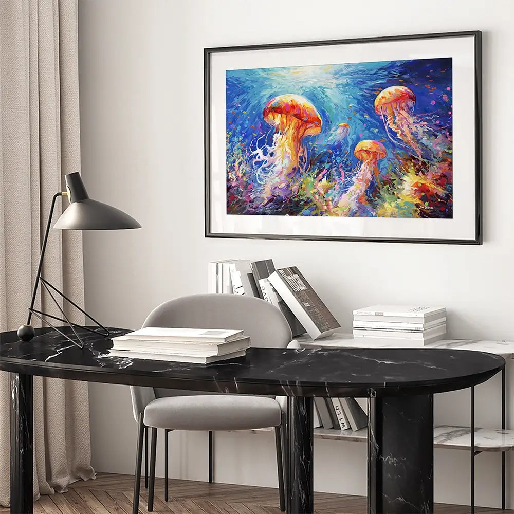 Jellyfish Serenade Framed Art Print Jellyfish Serenade Framed Art Print wall art product Leon Devenice
