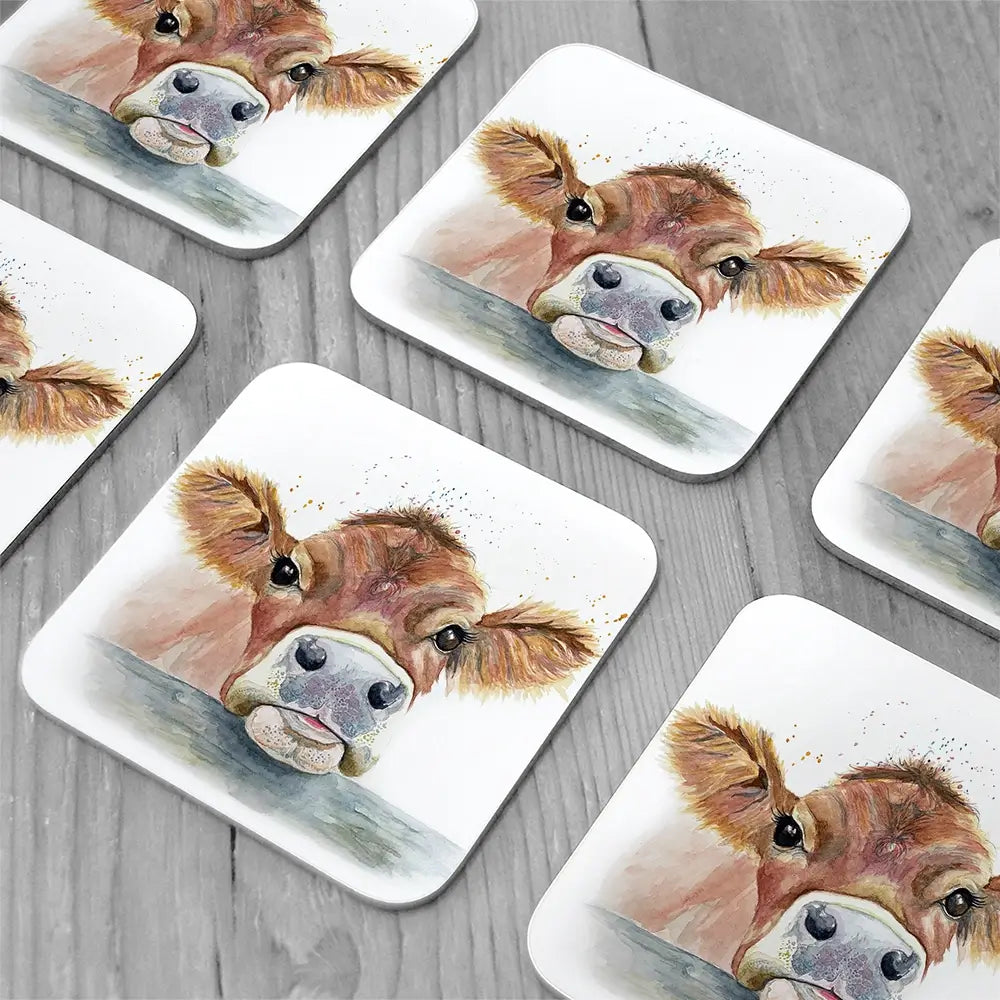Jersey Cow Coaster Set Jersey Cow Coaster Set wall art product Karen Sutton