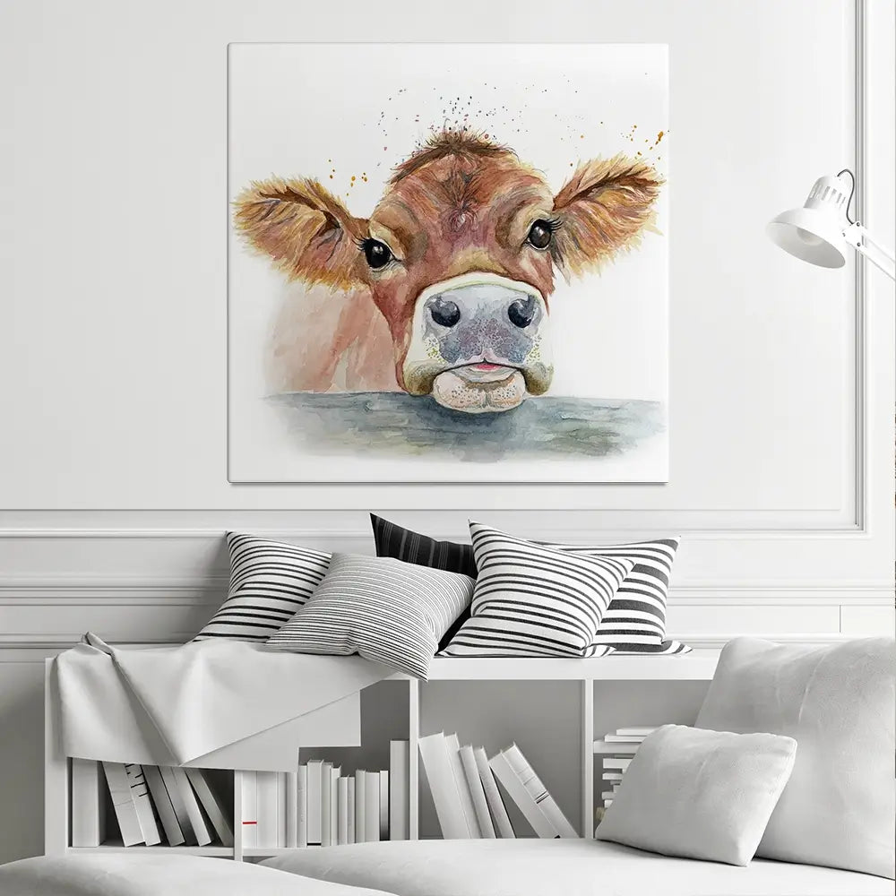 Jersey Cow Square Canvas Print Jersey Cow Square Canvas Print wall art product Karen Sutton