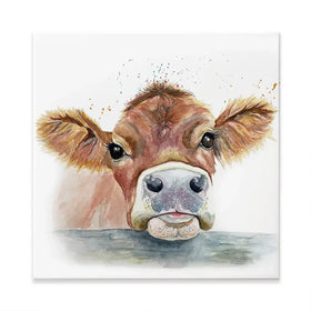 Jersey Cow Square Canvas Print Jersey Cow Square Canvas Print wall art product Karen Sutton