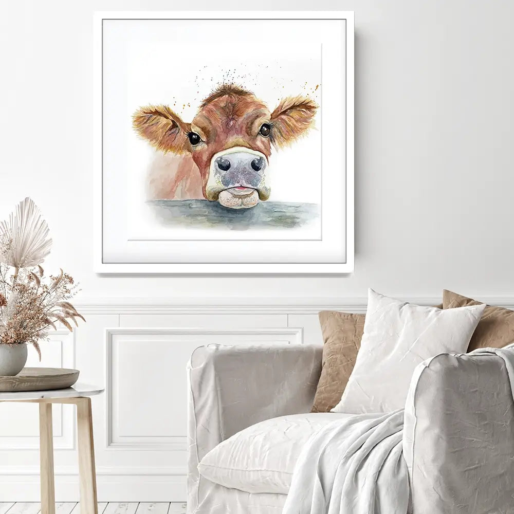 Jersey Cow Square Framed Art Print Jersey Cow Square Framed Art Print wall art product Karen Sutton
