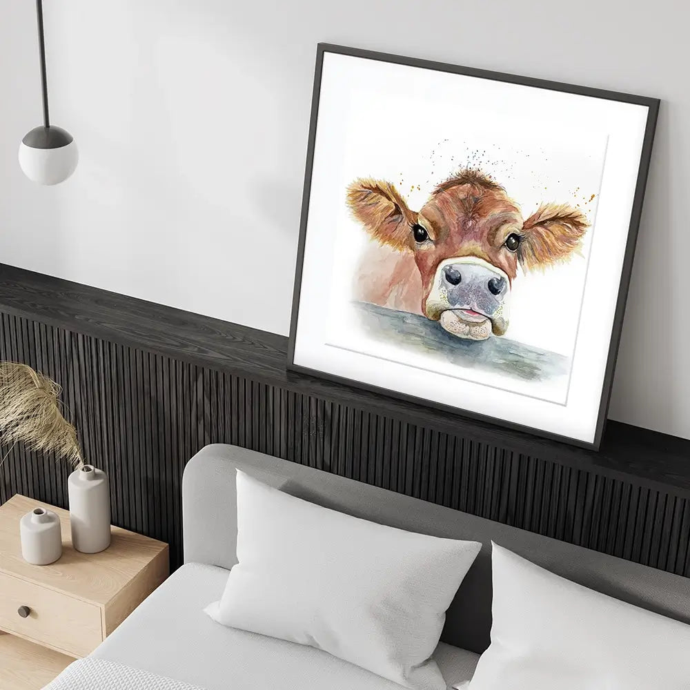 Jersey Cow Square Framed Art Print Jersey Cow Square Framed Art Print wall art product Karen Sutton