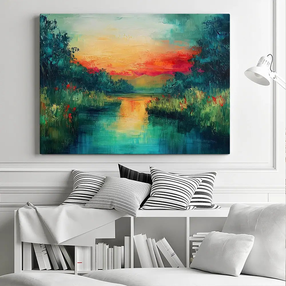 Jewel Tone Lake Canvas Print Jewel Tone Lake Canvas Print wall art product Gina Kelly - Independent