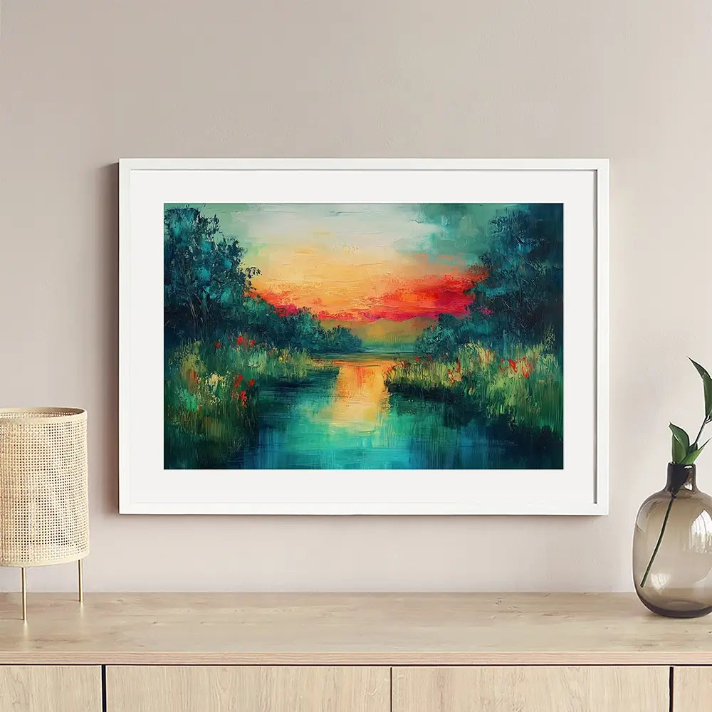 Jewel Tone Lake Framed Art Print Jewel Tone Lake Framed Art Print wall art product Gina Kelly - Independent