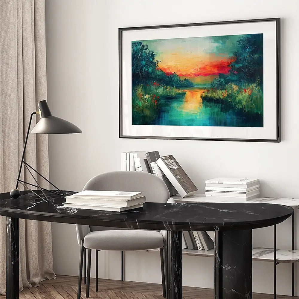 Jewel Tone Lake Framed Art Print Jewel Tone Lake Framed Art Print wall art product Gina Kelly - Independent