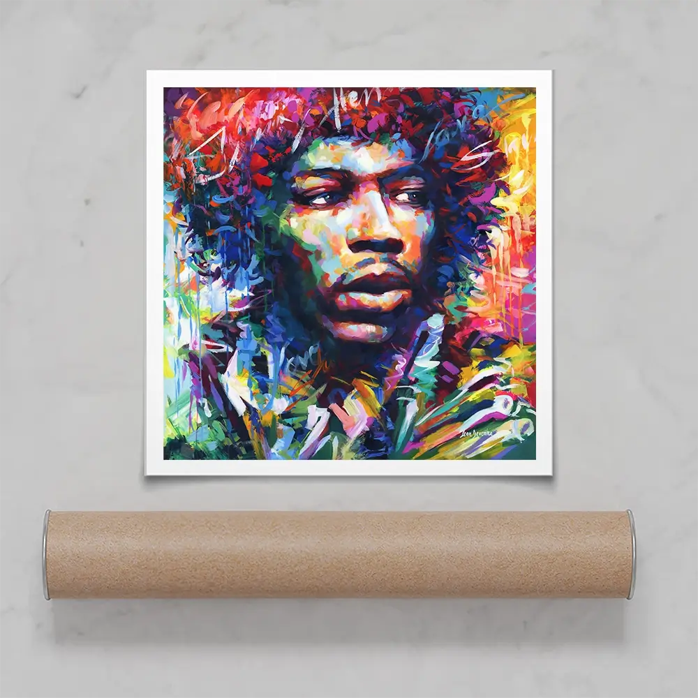 Jimi Hendrix Close Up Square Art Print Jimi Hendrix Close Up Square Art Print wall art product Leon Devenice
