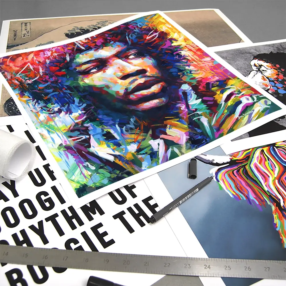 Jimi Hendrix Close Up Square Art Print Jimi Hendrix Close Up Square Art Print wall art product Leon Devenice