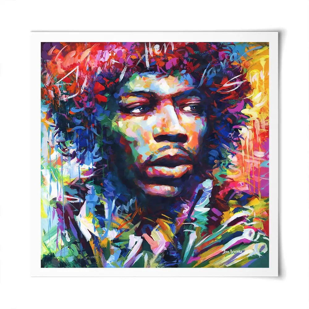 Jimi Hendrix Close Up Square Art Print Jimi Hendrix Close Up Square Art Print wall art product Leon Devenice