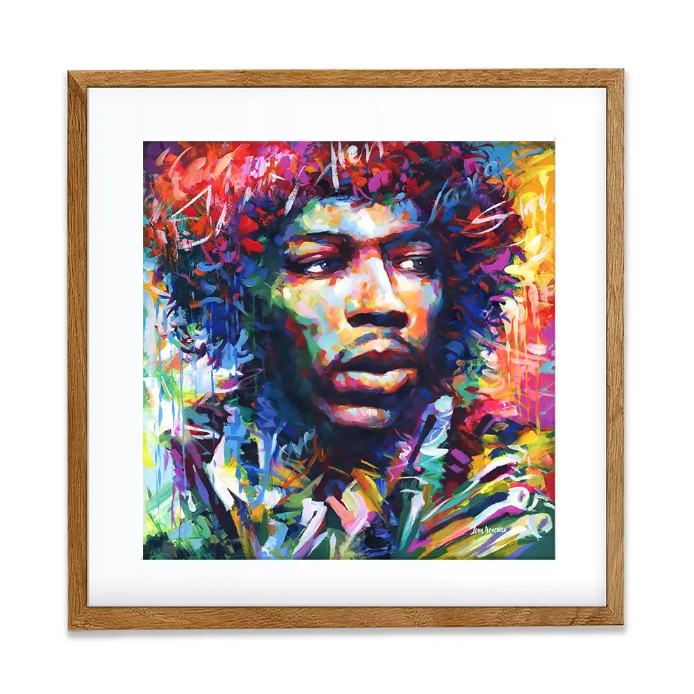 Jimi Hendrix Close Up Square Framed Art Print Jimi Hendrix Close Up Square Framed Art Print wall art product Leon Devenice