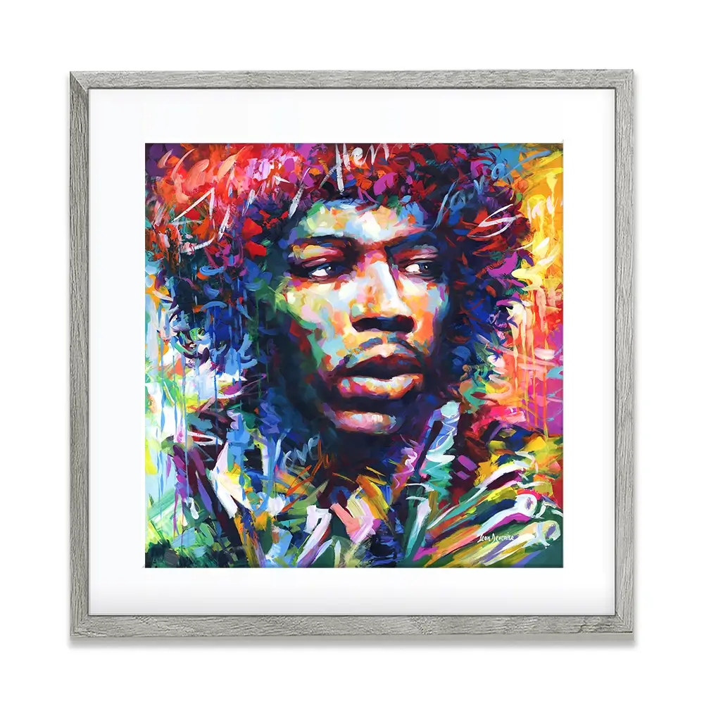 Jimi Hendrix Close Up Square Framed Art Print Jimi Hendrix Close Up Square Framed Art Print wall art product Leon Devenice