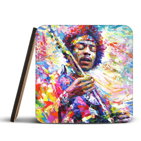 Jimi Hendrix Coaster Set Rainbow Soul Tree Coaster Set | Rainbow Soul Tree Art Coasters wall art product Leon Devenice