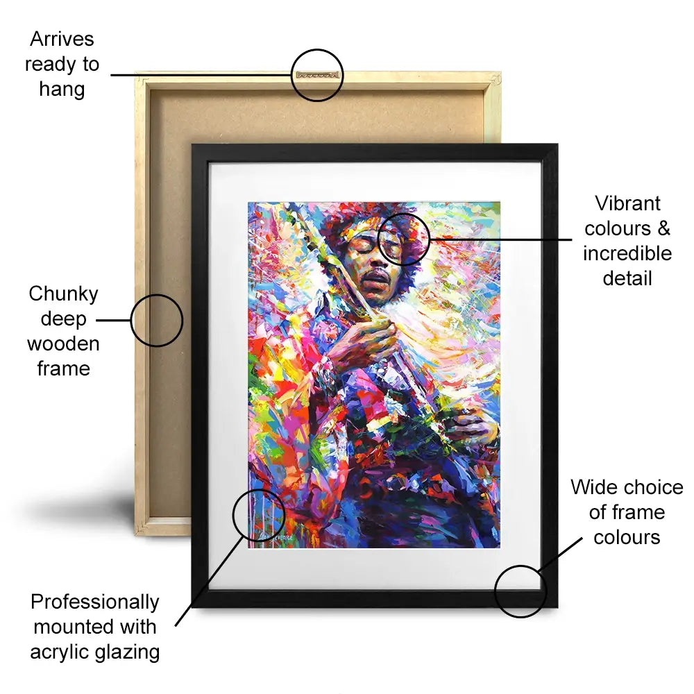 Jimi Hendrix Framed Art Print Jimi Hendrix Framed Art Print wall art product Leon Devenice