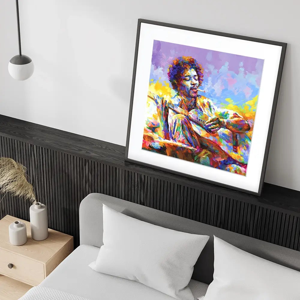 Jimi Hendrix Guitar Square Framed Art Print Jimi Hendrix Guitar Square Framed Art Print wall art product Leon Devenice