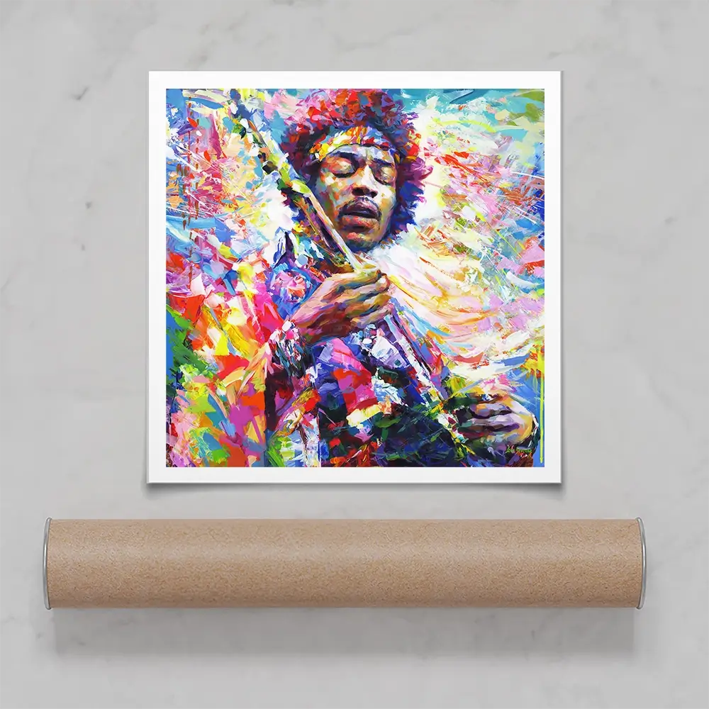 Jimi Hendrix Square Art Print Jimi Hendrix Square Art Print wall art product Leon Devenice