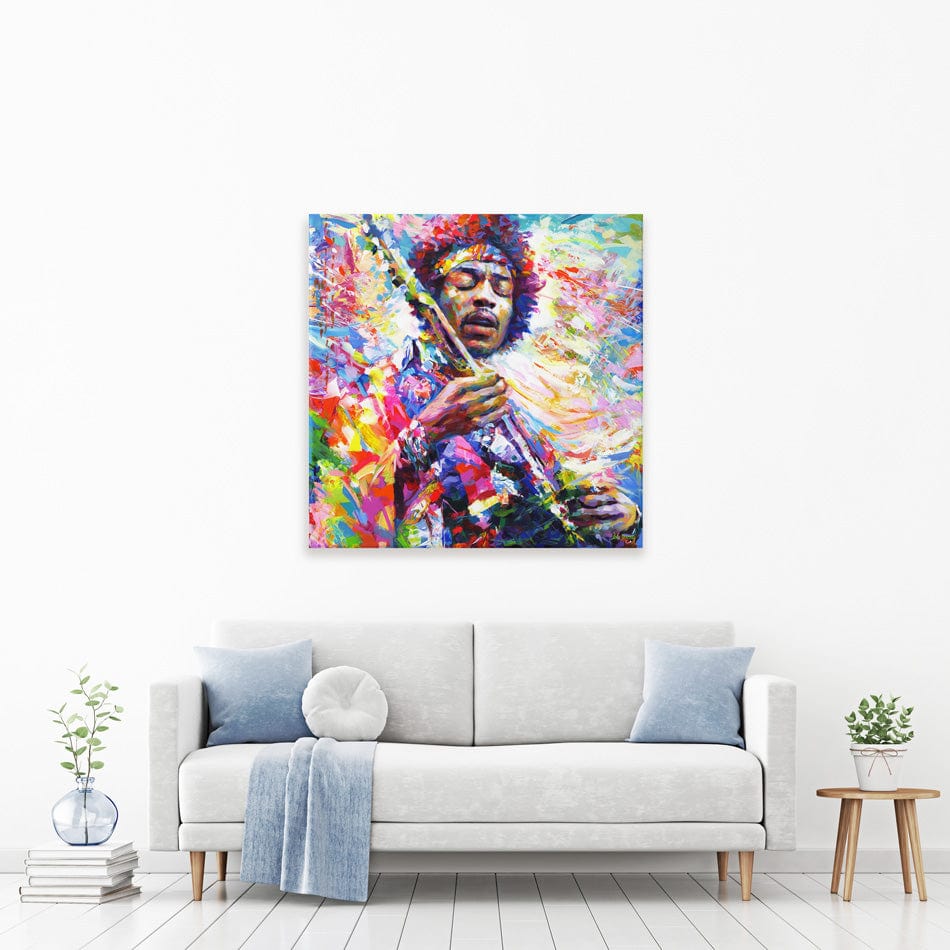 Jimi Hendrix Square Canvas Print wall art product Leon Devenice
