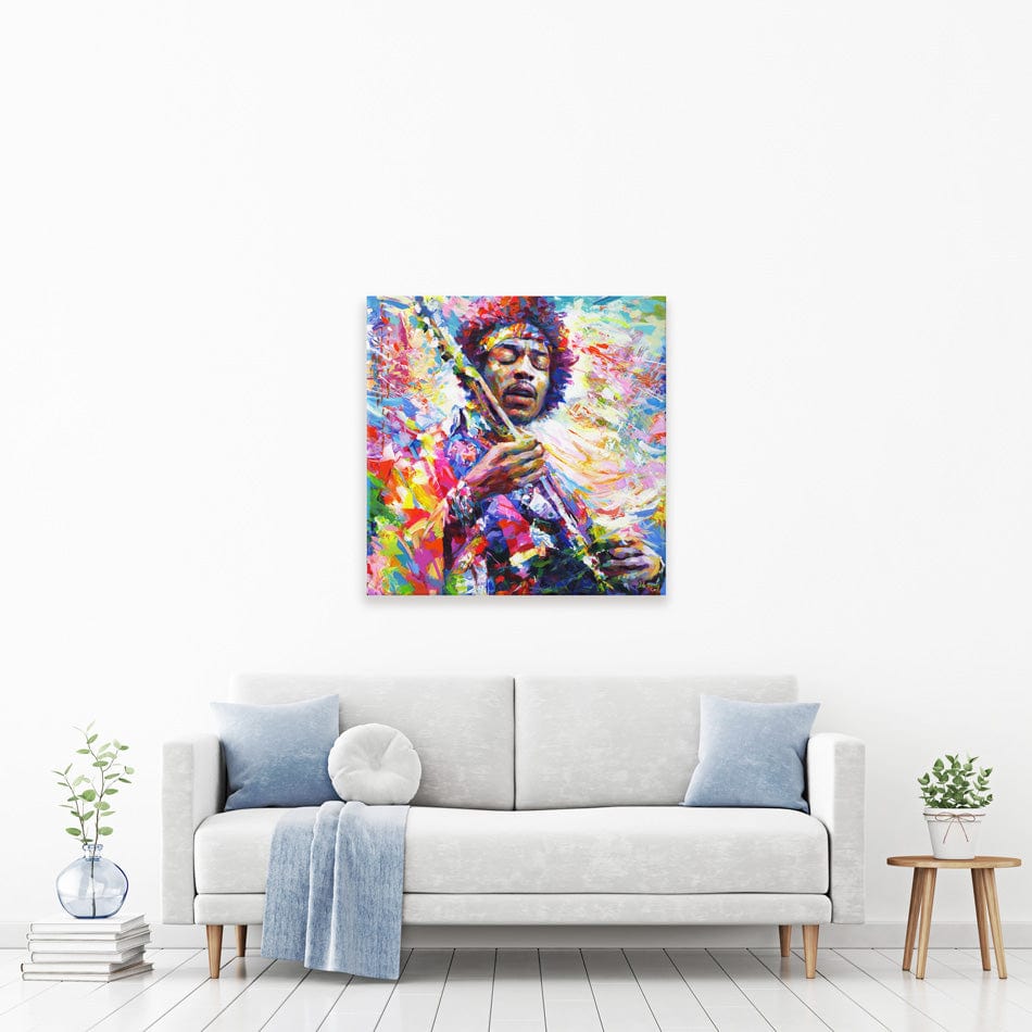 Jimi Hendrix Square Canvas Print wall art product Leon Devenice