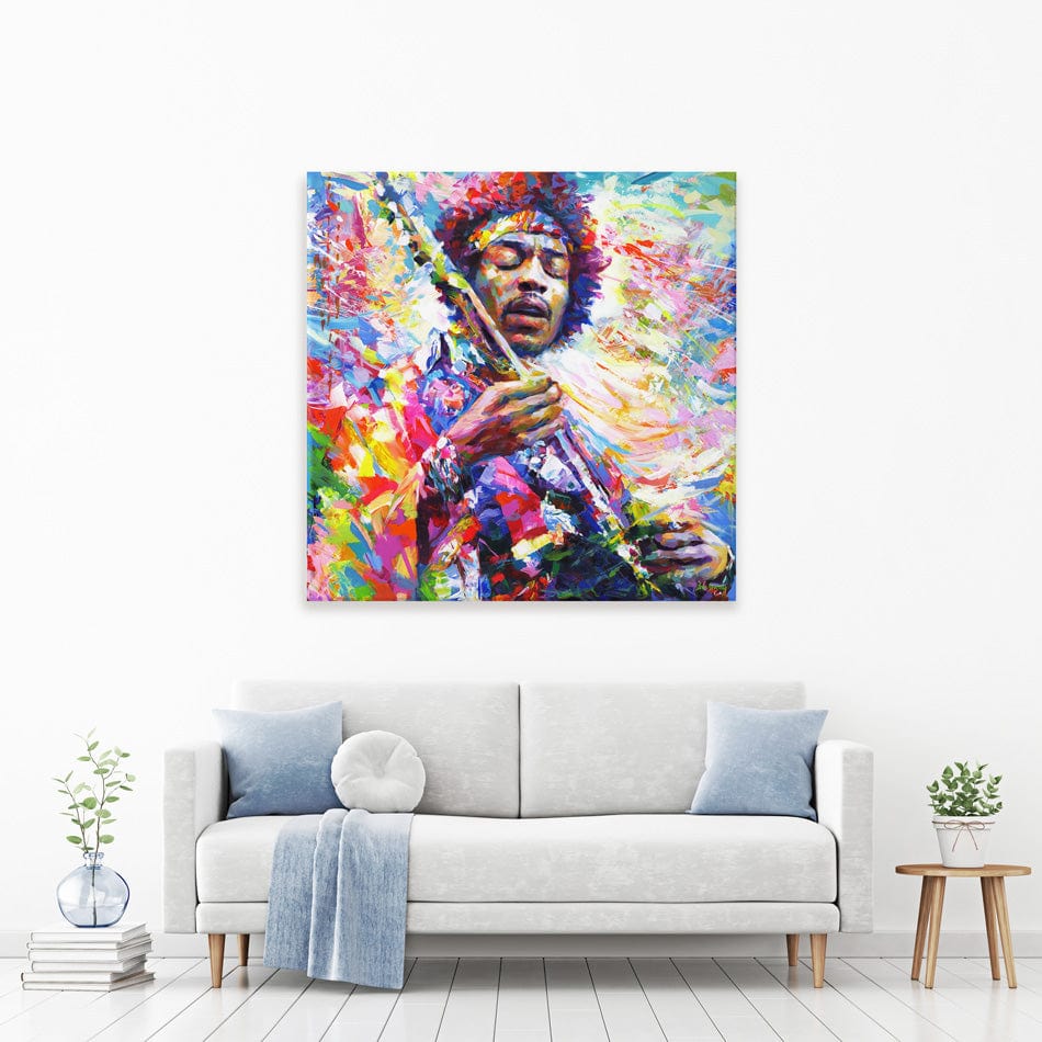 Jimi Hendrix Square Canvas Print wall art product Leon Devenice
