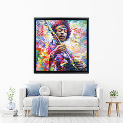 Jimi Hendrix Square Canvas Print wall art product Leon Devenice