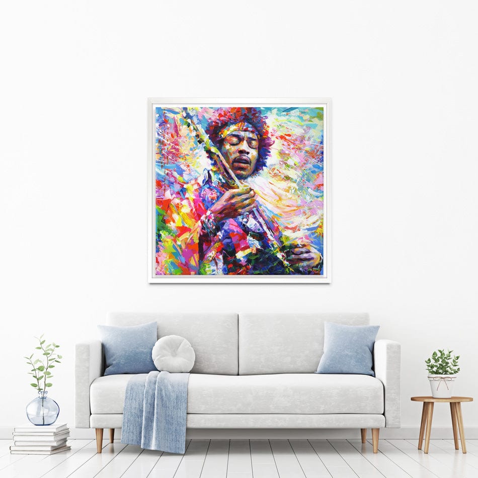Jimi Hendrix Square Canvas Print wall art product Leon Devenice