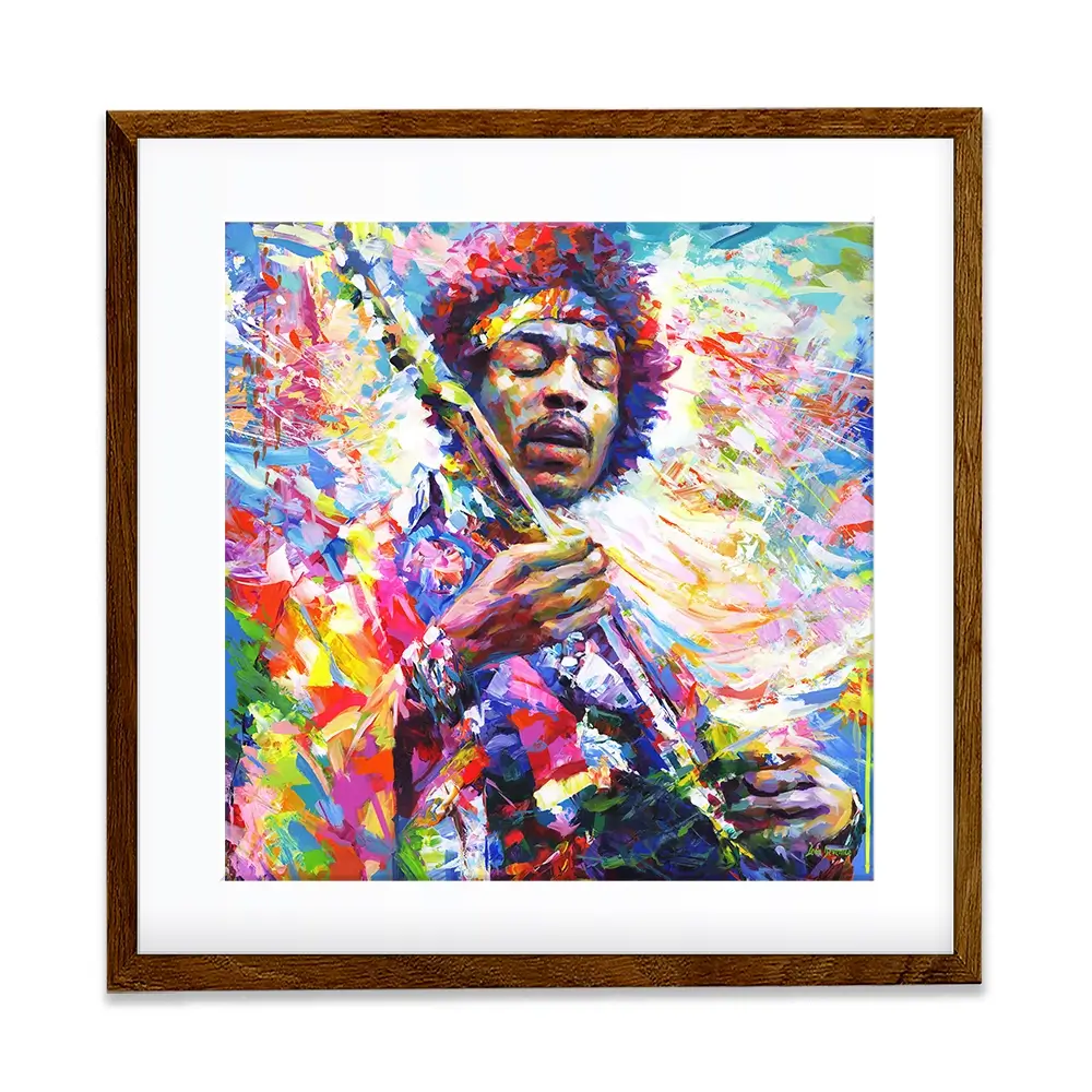 Jimi Hendrix Square Framed Art Print Jimi Hendrix Square Framed Art Print wall art product Leon Devenice