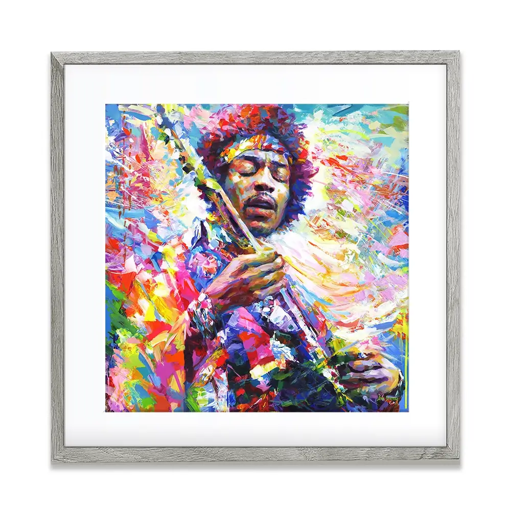 Jimi Hendrix Square Framed Art Print Jimi Hendrix Square Framed Art Print wall art product Leon Devenice